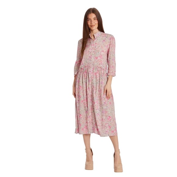 Taylor Tillman Dresses & Skirts - Taylor Tillman Liza Midi Ruffle Shirt Dress in Lavender Earth Size XS Oversized